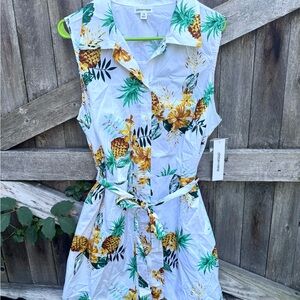 Chleo And Rene Summer‎ Sleeves Dress NWT Pineapple Design Size 1X